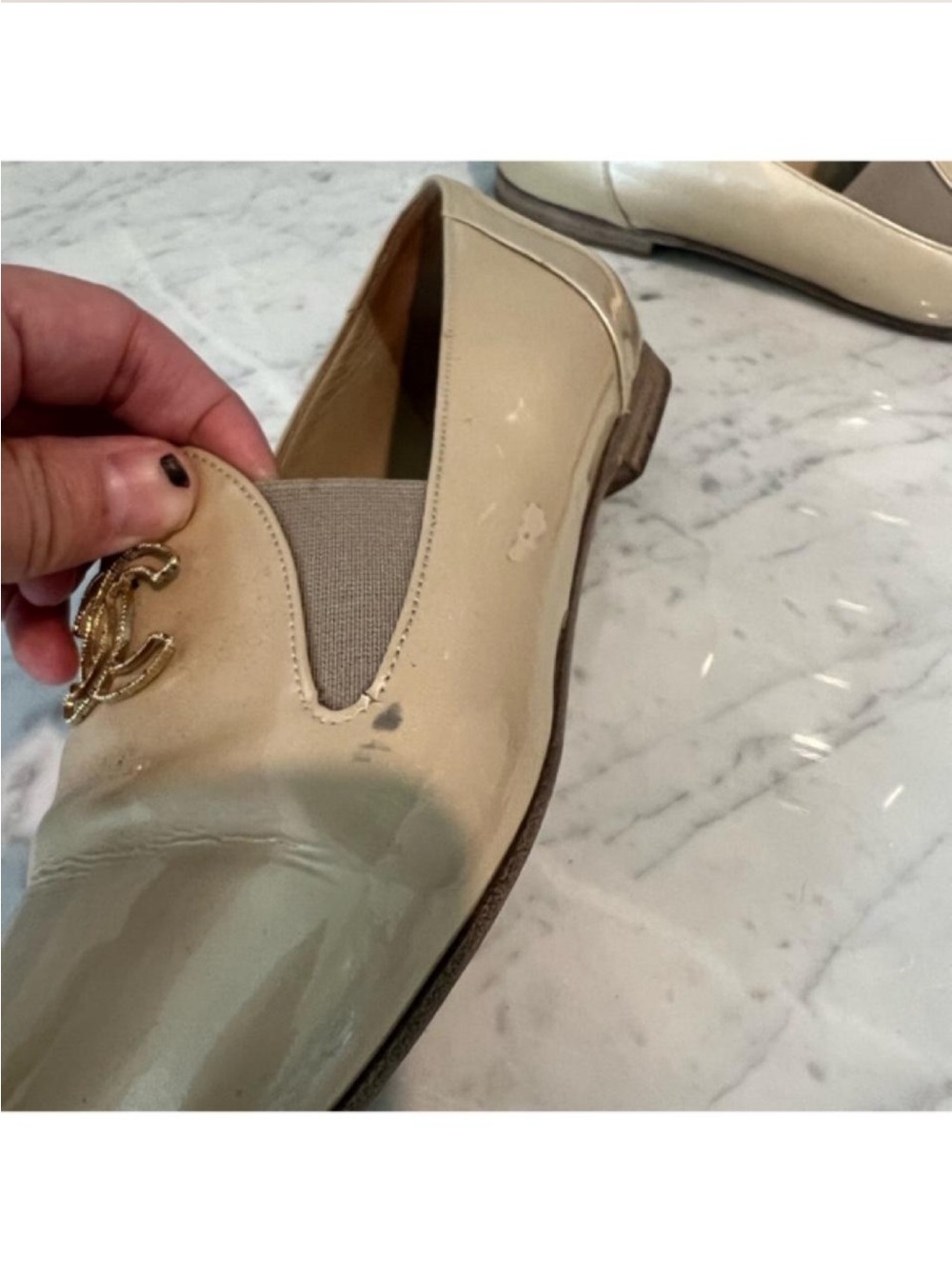 CHANEL Cream Leather Loafers with Gold CC Emblem - Picture 4 of 8